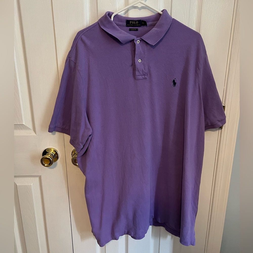 Polo Ralph Lauren Mens‎ XXL Purple Classic Fit Cotton Short Sleeve Polo Shirt